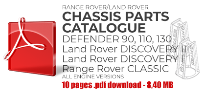 Land Rover DEFENDER 90. 110, 130, DISCOVERY I, DISCOVERY II chassis parts catalogue