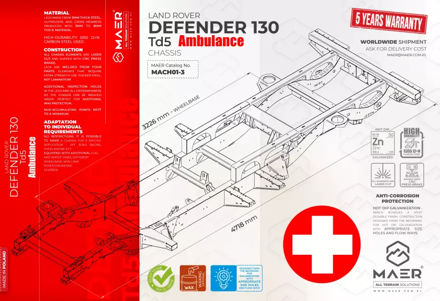 DEFENDER 130 Td5 Ambulance chassis 