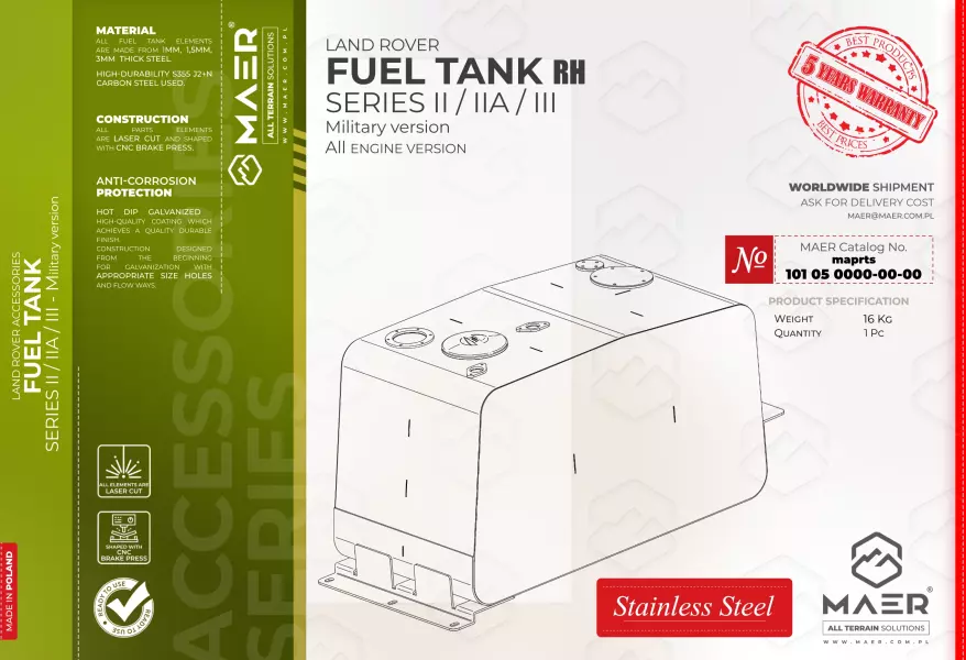 Series  II / IIA / III FUEL TANK RH - military version