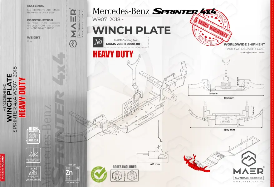 Mercedes Sprinter 4x4 (w907) WINCH PLATE