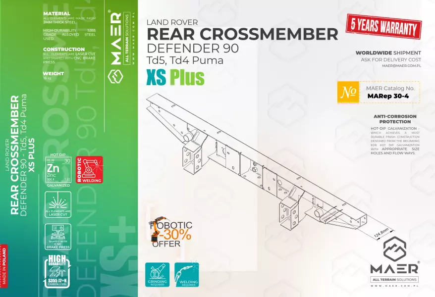 Defender 90 - Td5/Td4 Puma rear crossmember XS Plus