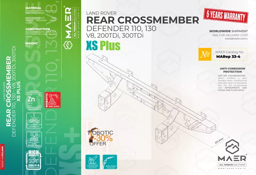 Defender 110, 130 - V8, 200TDi, 300TDi rear crossmember XS Plus