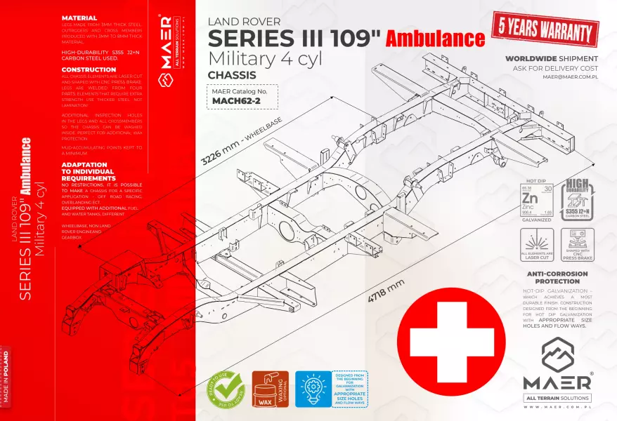 SERIES III 109 Ambulance 4 cyl military chassis 