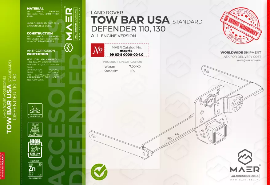 Defender 110/130 TOW BAR USA standard
