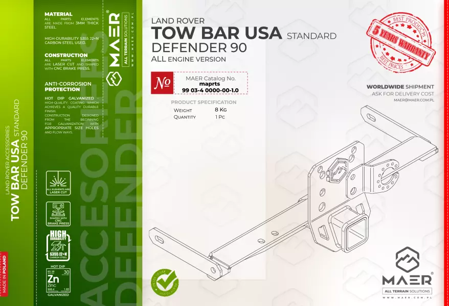 Defender 90 TOW BAR USA standard