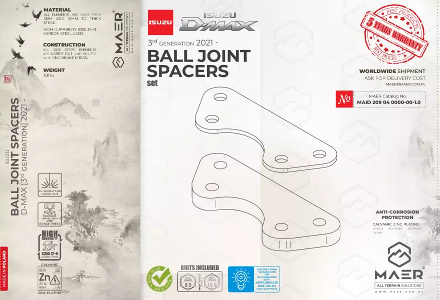 Isuzu D-Max BALL JOINT SPACERS set