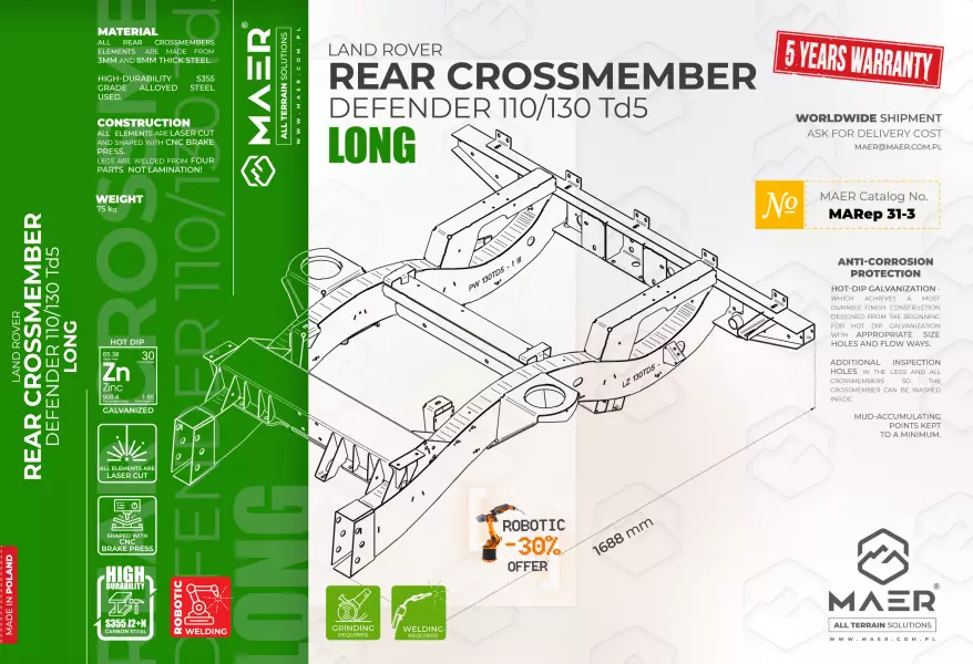 LAND_ROVER_defender_110_130_Td5_REAR_CROSSMEMBER_LONG