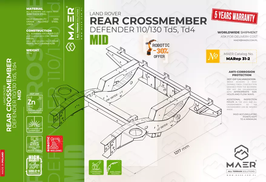 LAND_ROVER_defender_110_130_Td5_Td4_REAR_CROSSMEMBER_MID