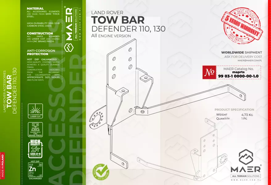 Land Rover Defender 110/130 TOW BAR