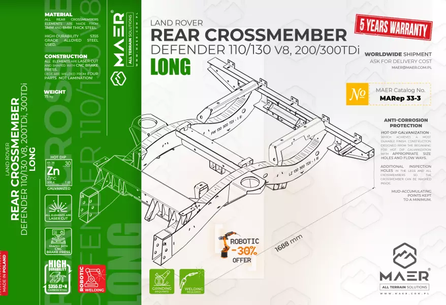 LAND_ROVER_defender_110_130_V8_200_300TDi_REAR_CROSSMEMBER_LONG