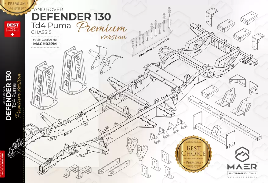 Land Rover DEFENDER 130 Td4 Puma galvanised chassis PREMIUM