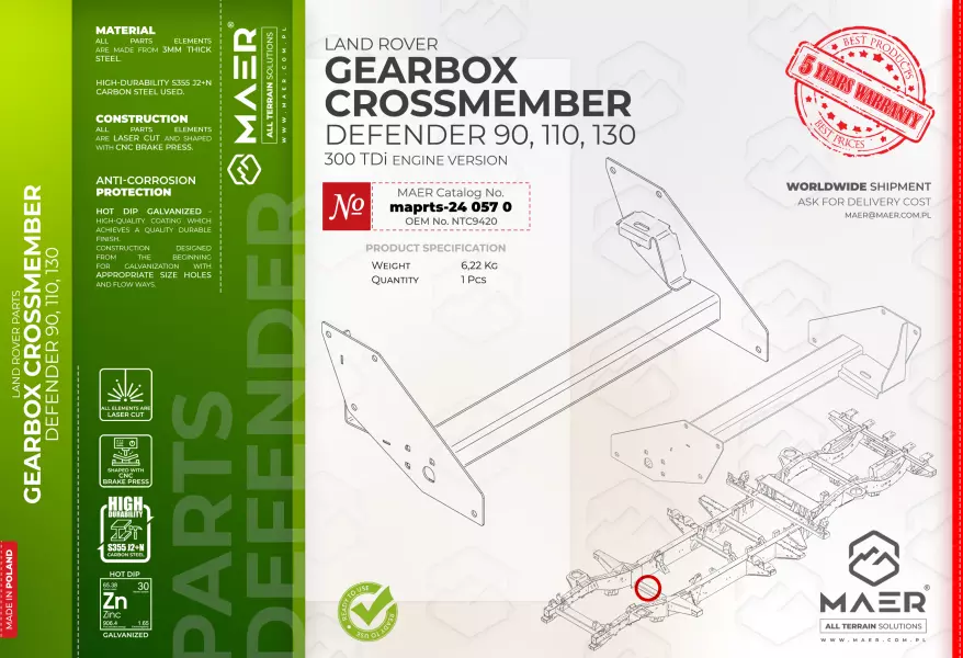 Defender 90, 110, 130 300TDi GEARBOX CROSSMEMBER