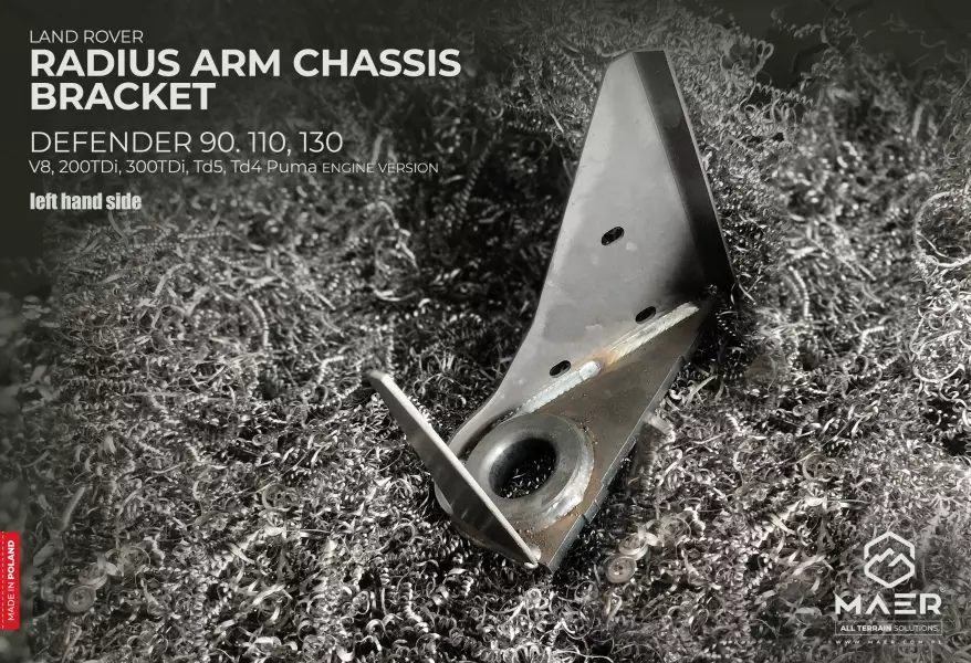 Land Rover Defender  90, 110, 130  V8, 200 TDi, 300 TDi, Td5, Td4 Puma RADIUS ARM CHASSIS BRACKET left