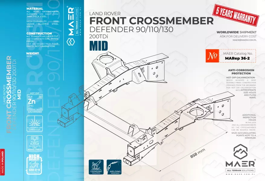 LAND ROVER Defender 90/110/130 200TDi FRONT CROSSMEMBER MID