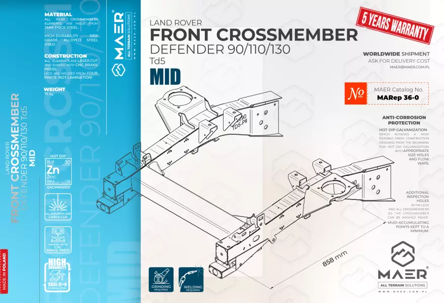 LAND ROVER Defender 90/110/130 Td5 FRONT CROSSMEMBER MID