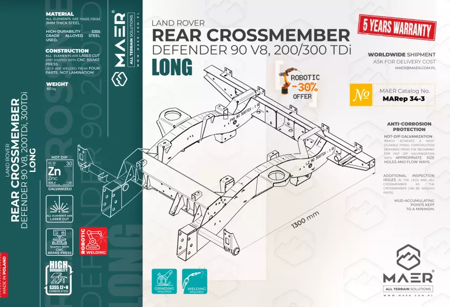 LAND_ROVER_defender_90_200_300TDi_V8_REAR_CROSSMEMBER_LONG