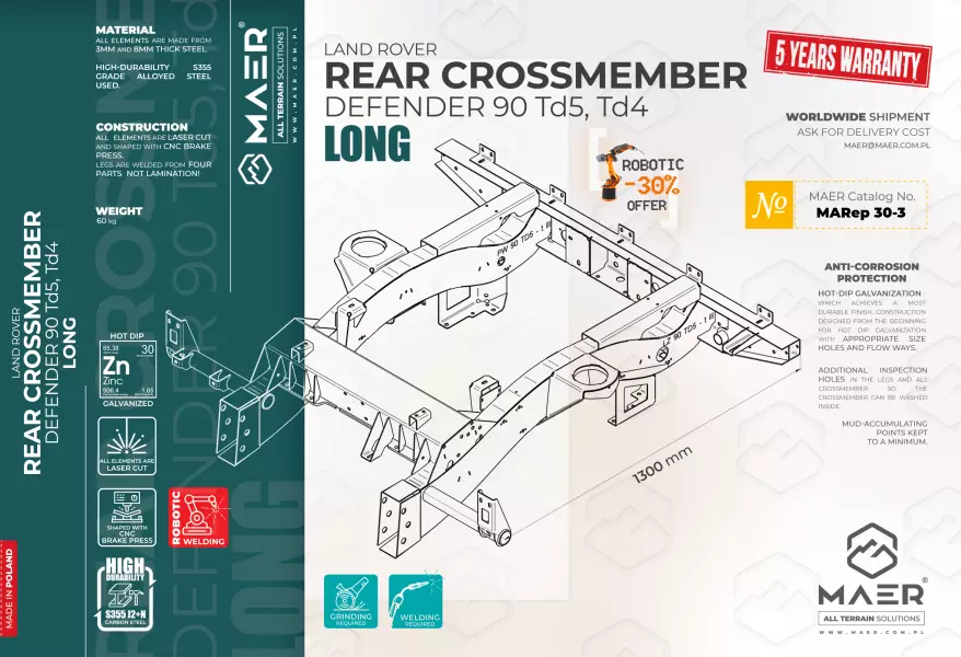 LAND_ROVER_defender_90_Td5_Td4_REAR_CROSSMEMBER_LONG