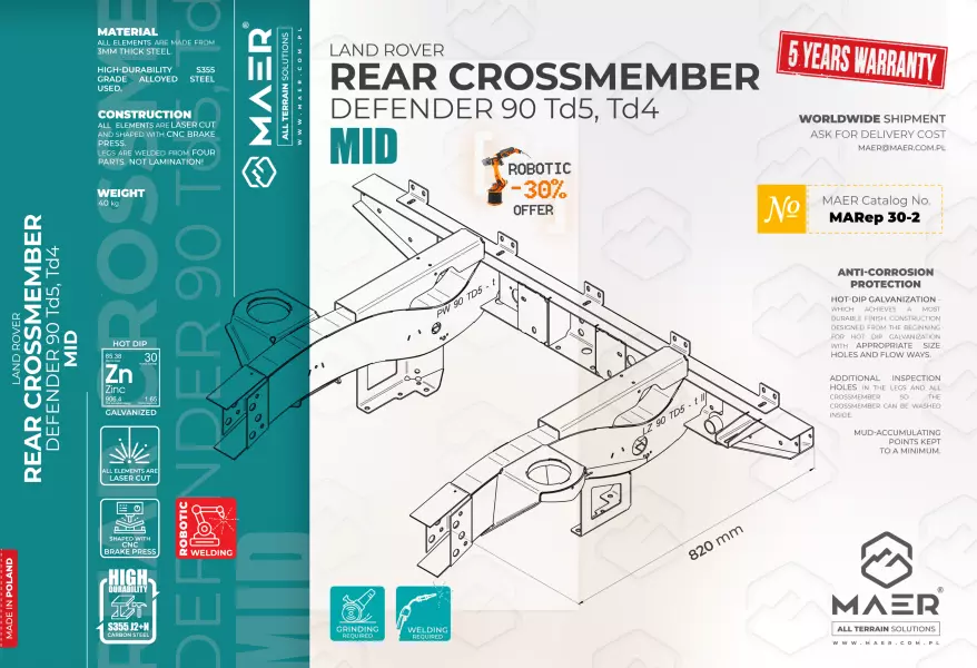 LAND_ROVER_defender_90_Td5_Td4_REAR_CROSSMEMBER_MID