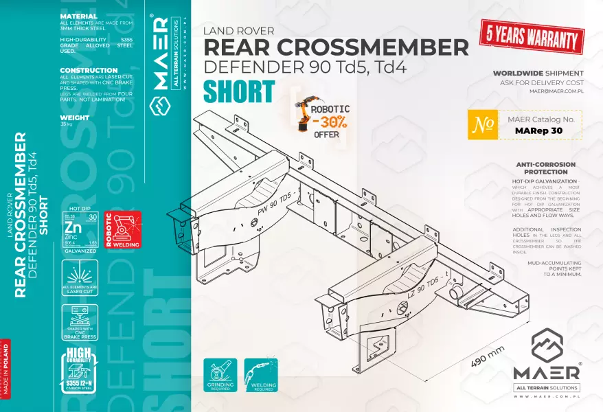 LAND_ROVER_defender_90_Td5_Td4_REAR_CROSSMEMBER_SHORT