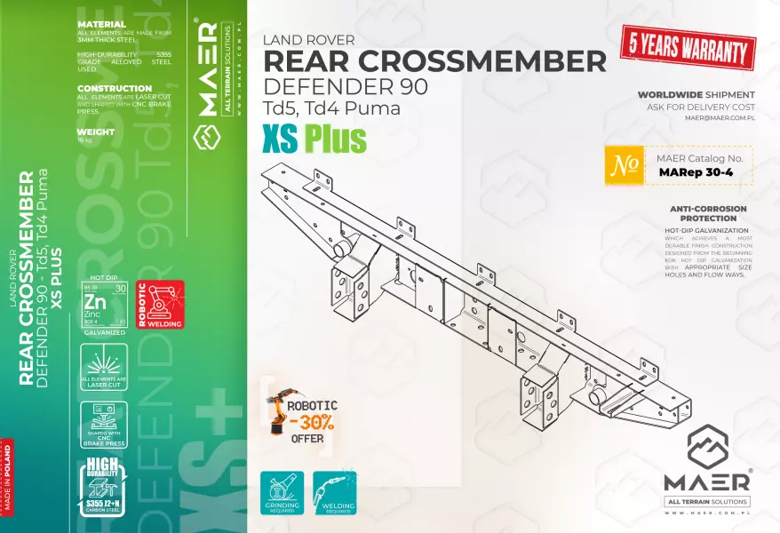 Land_Rover_defender_90_Td5, Td4 Puma_REAR_CROSSMEMBER_XS Plus