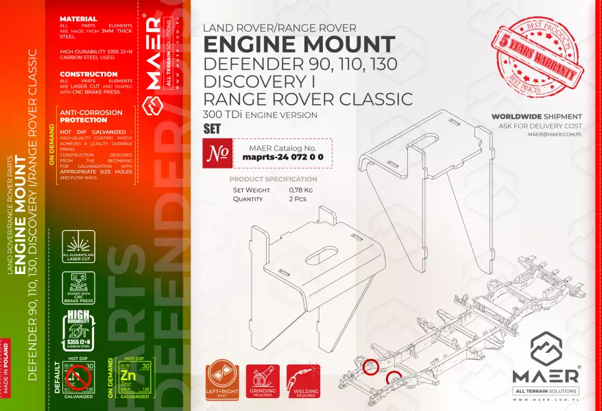 Land Rover Defender 300 TDi ENGINE MOUNT set