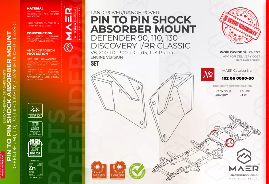 Defender, Discovery I/RRC PIN TO PIN SHOCK ABSORBER MOUNT set