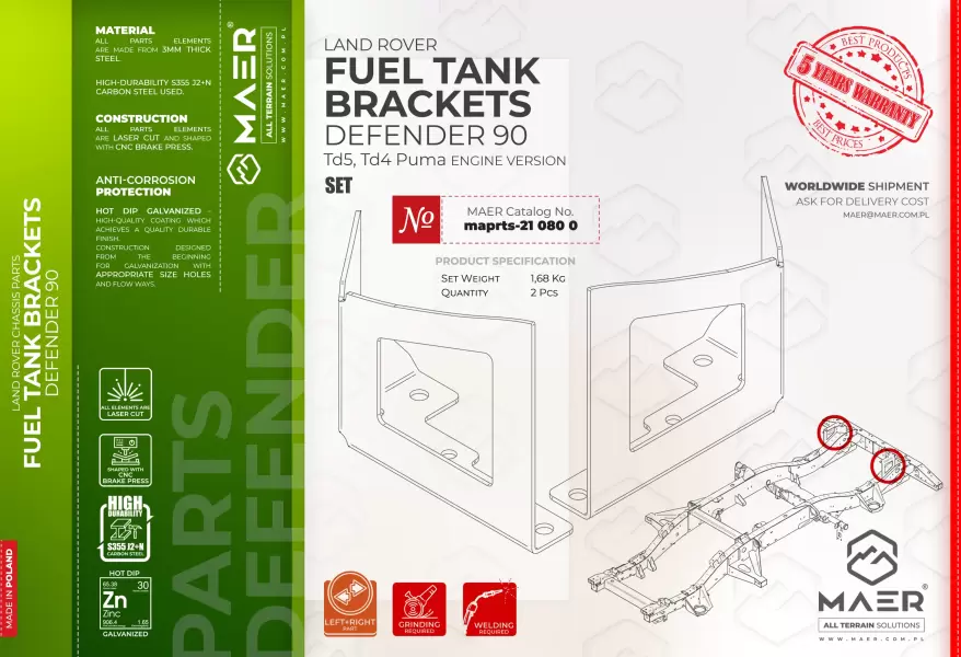 Land Rover Defender 90 Td5, Td4 Puma FUEL TANK BRACKET