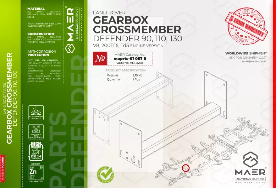 Land Rover Defender 90, 110, 130 300TDi GEARBOX CROSSMEMBER 