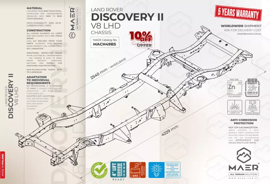 Land Rover DISCOVERY II V8 LHD chassis