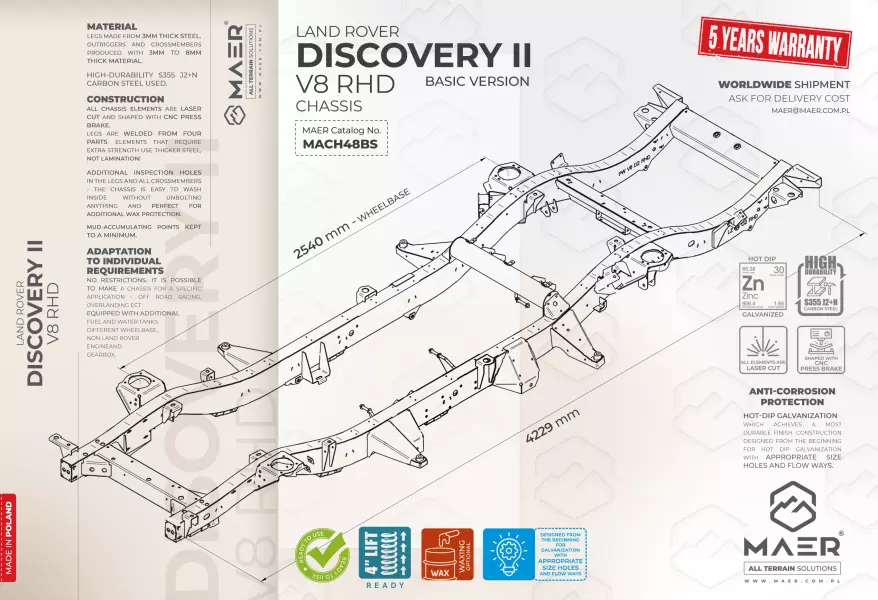 Land Rover DISCOVERY2 V8 RHD galvanised chassis