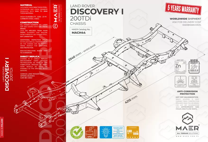 Land Rover DISCOVERY I 200TDi galvanised chassis