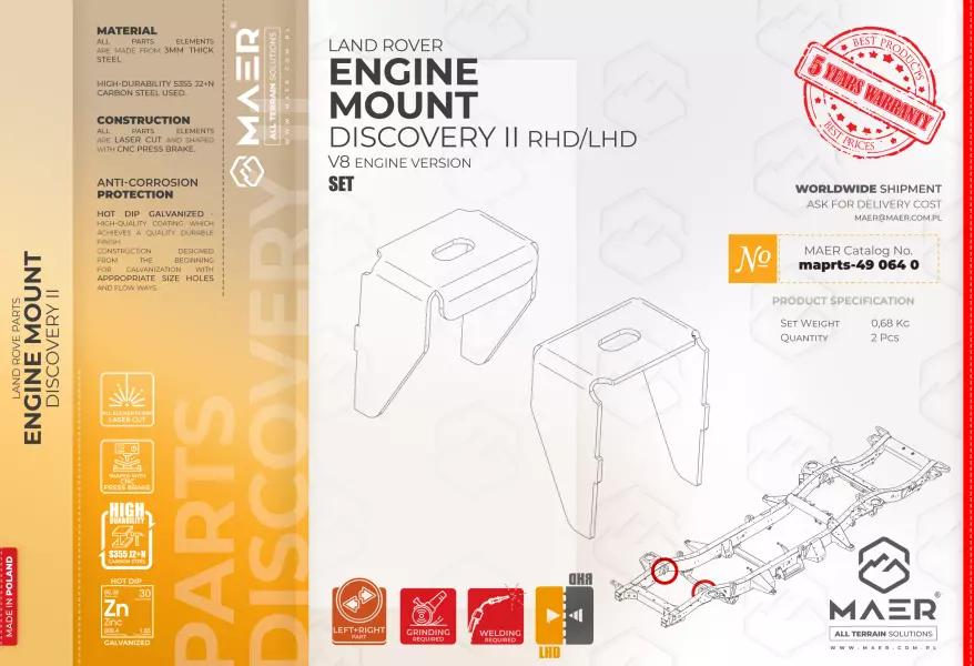 Land Rover  DISCOVERY II V8 ENGINE MOUNT set