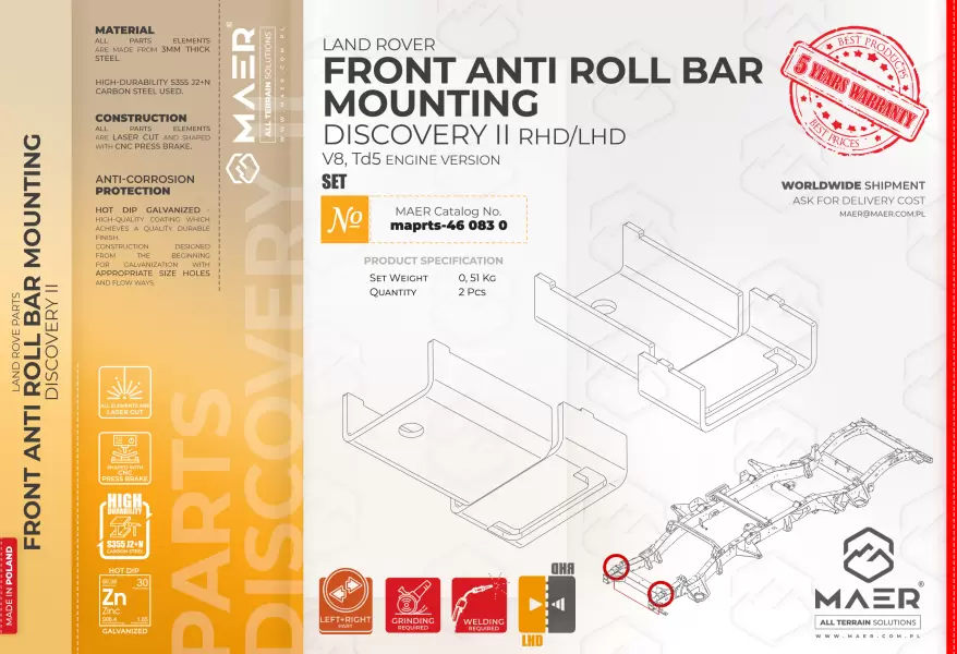 Land Rover Discovery II galvanised ANTI ROLL BAR MOUNTING