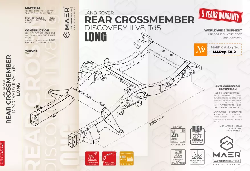 LAND_ROVER Discovery II V8 Td5 CROSSMEMBER LONG