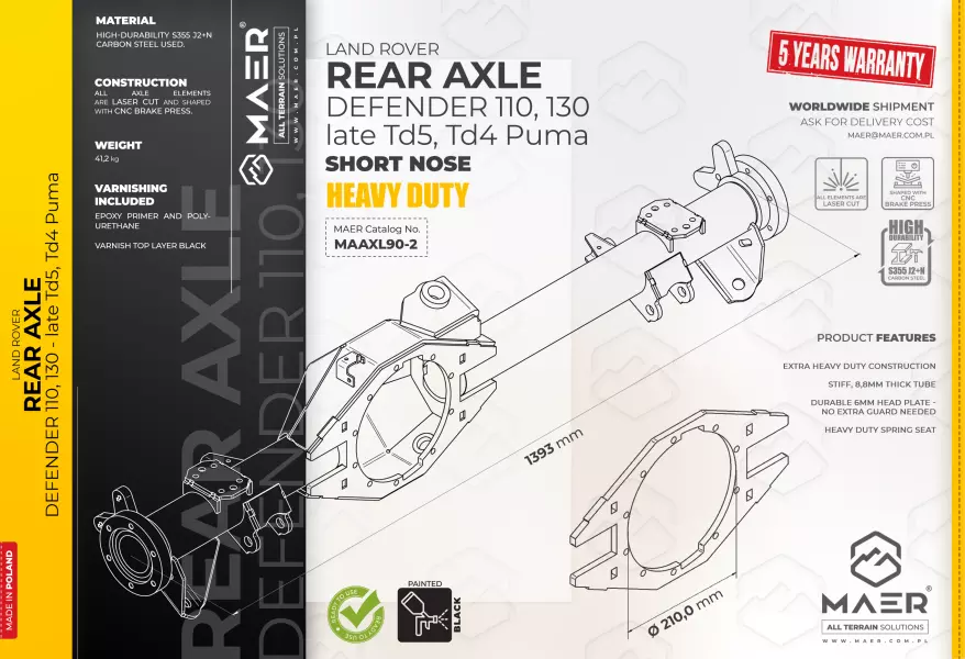 Land Rover rear axle - short nose