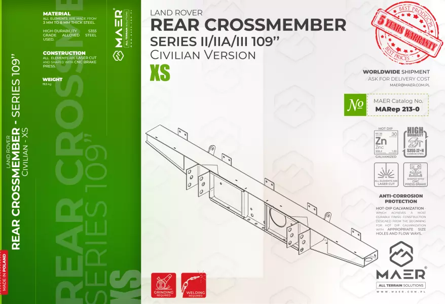 Land Rover Series II/IIA/III 109 Civilian version REAR crossmember - XS