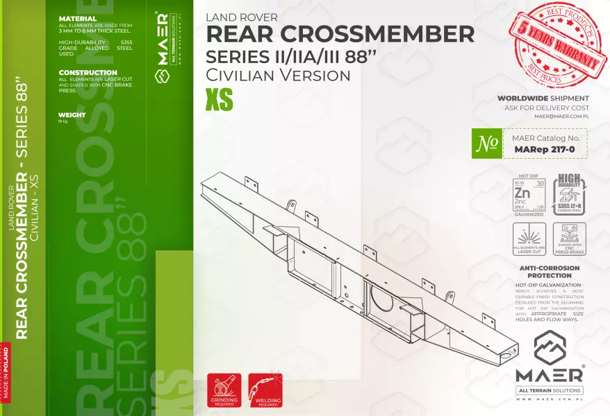 Land Rover Series II/IIA/III 88 Civilian version REAR crossmember - XS