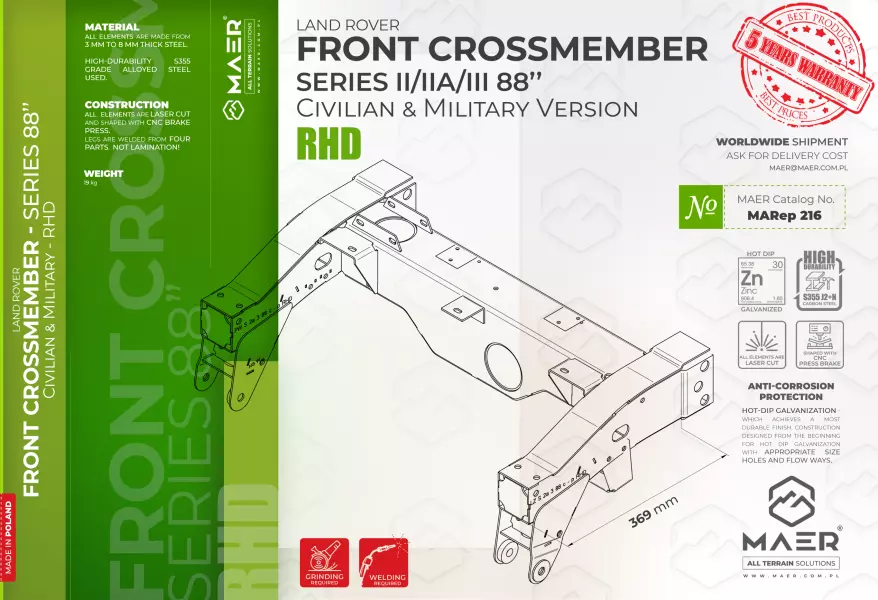 Land Rover Series II/IIA/III 88 FRONT crossmember - RHD