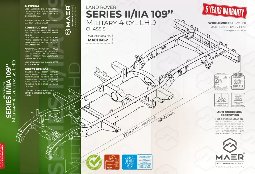 Land Rover SERIES II/IIA 109 4cyl military chassis LHD