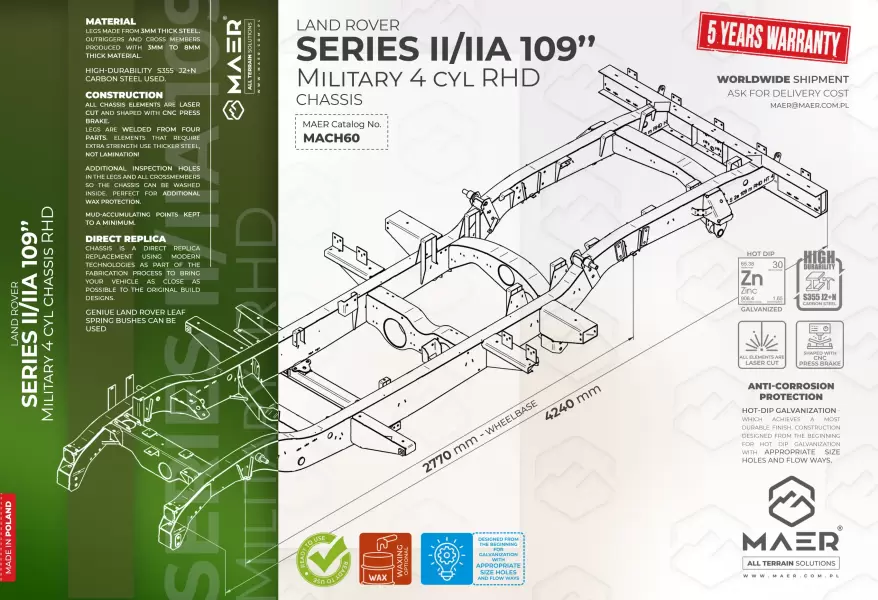 Land Rover SERIES II/IIA 109 4cyl military chassis RHD