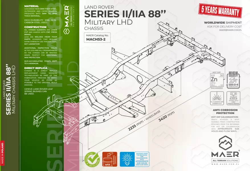 Land Rover SERIES II/IIA 88 military LHD chassis 