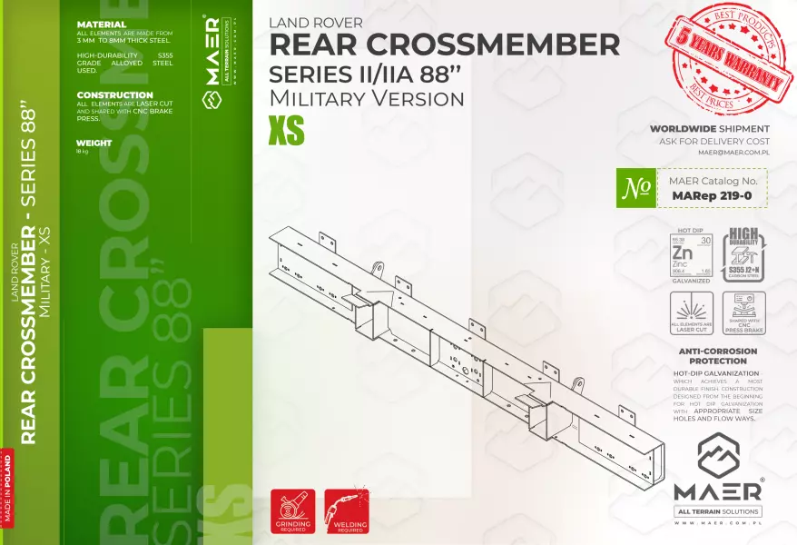 Land Rover Series II/IIA 88 Military version REAR crossmember - XS