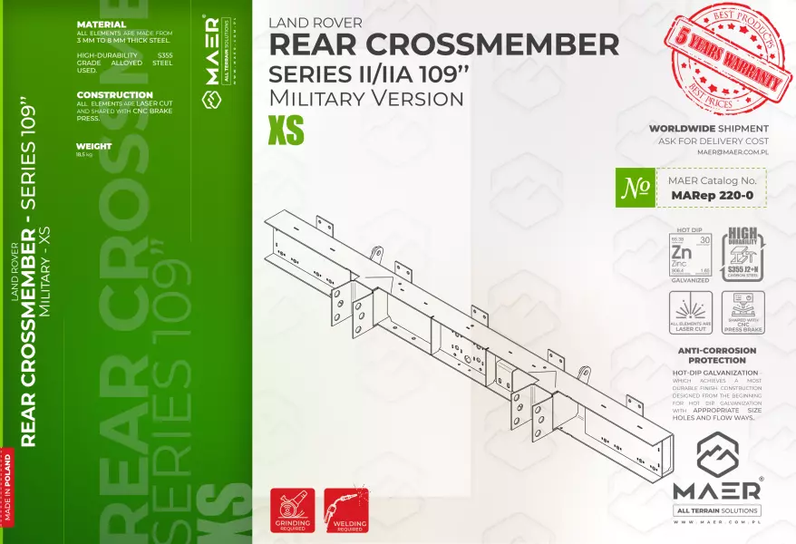 Land Rover Series II/IIA 109 Military version REAR crossmember - XS