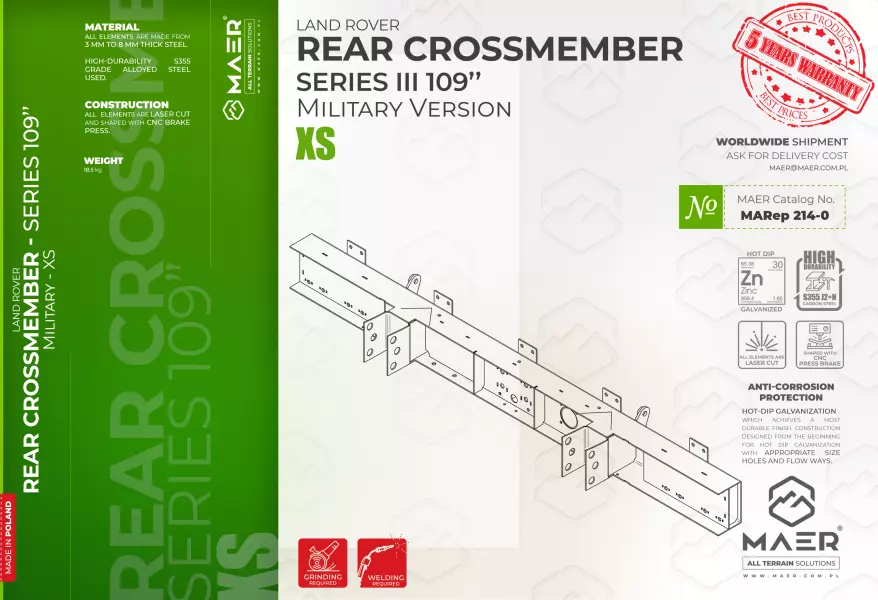 Land Rover Series III 109 Military version REAR crossmember - XS