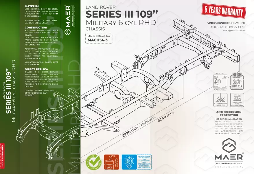 Land Rover SERIES III 109 6cyl military chassis RHD