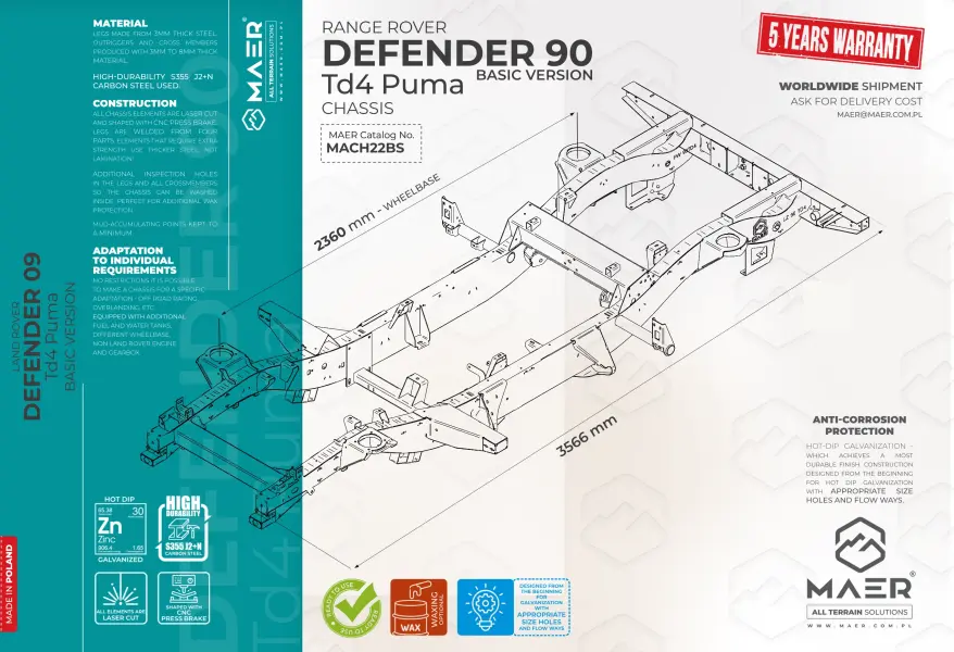 DEFENDER 90 Td4 Puma chassis - BASIC