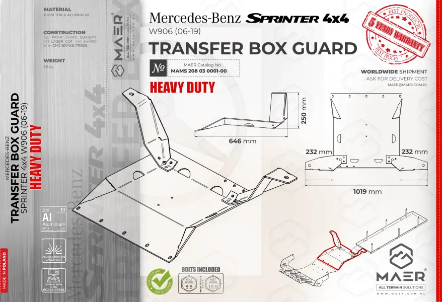 Sprinter 4x4 TRANSFER BOX GUARD Heavy Duty
