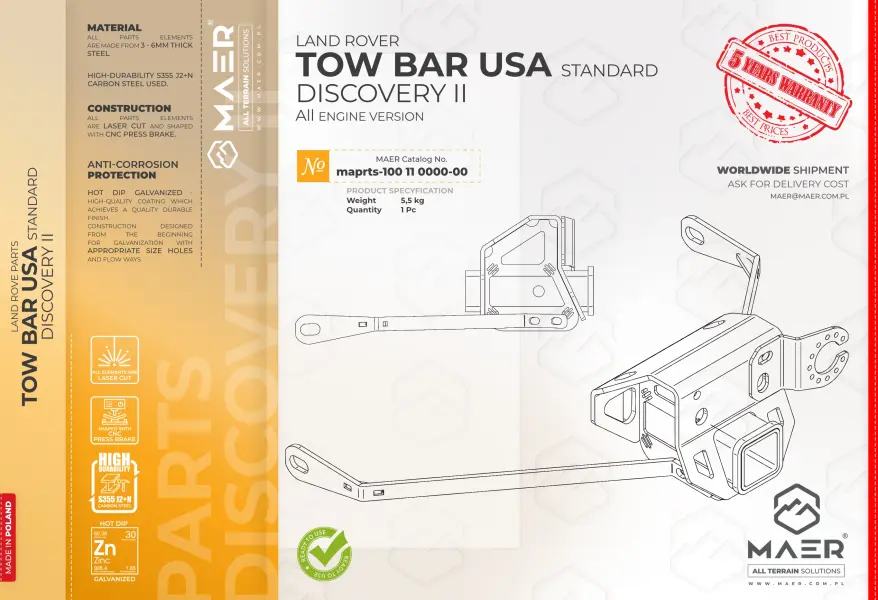 Tow Bar Discovery II - USA standard