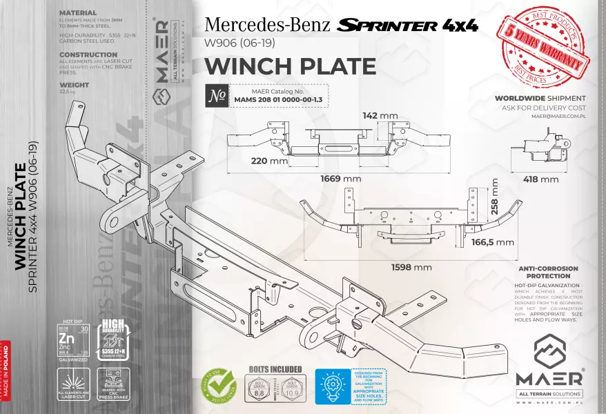 Mercedes  Sprinter 4x4 WINCH PLATE