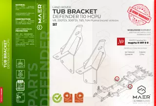 Land Rover DEFENDER 110 HCPU V8, 200 TDi, 300 TDi, Td5, Td4 Puma GALVANISED TUB BRACKET set